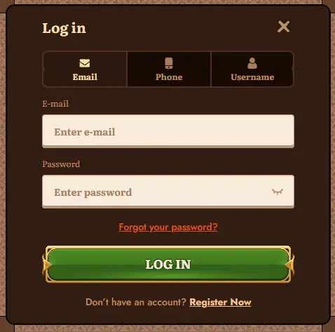 Log in bij WildRobin Casino met je e-mailadres